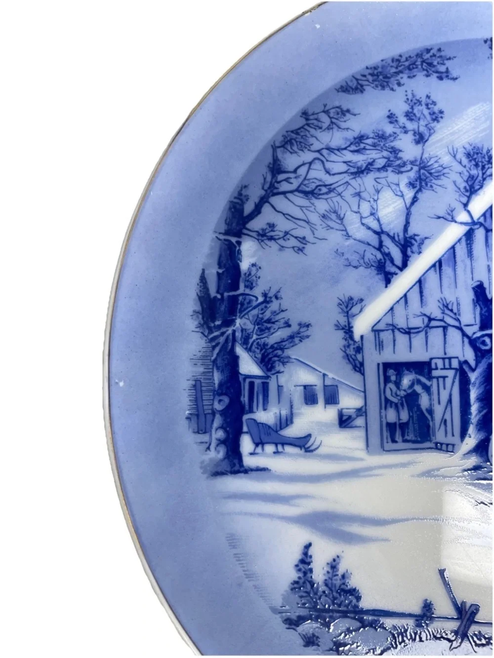 Vintage The Old Homestead In Winter By Currier & Ives Porcelain Decorative Plate